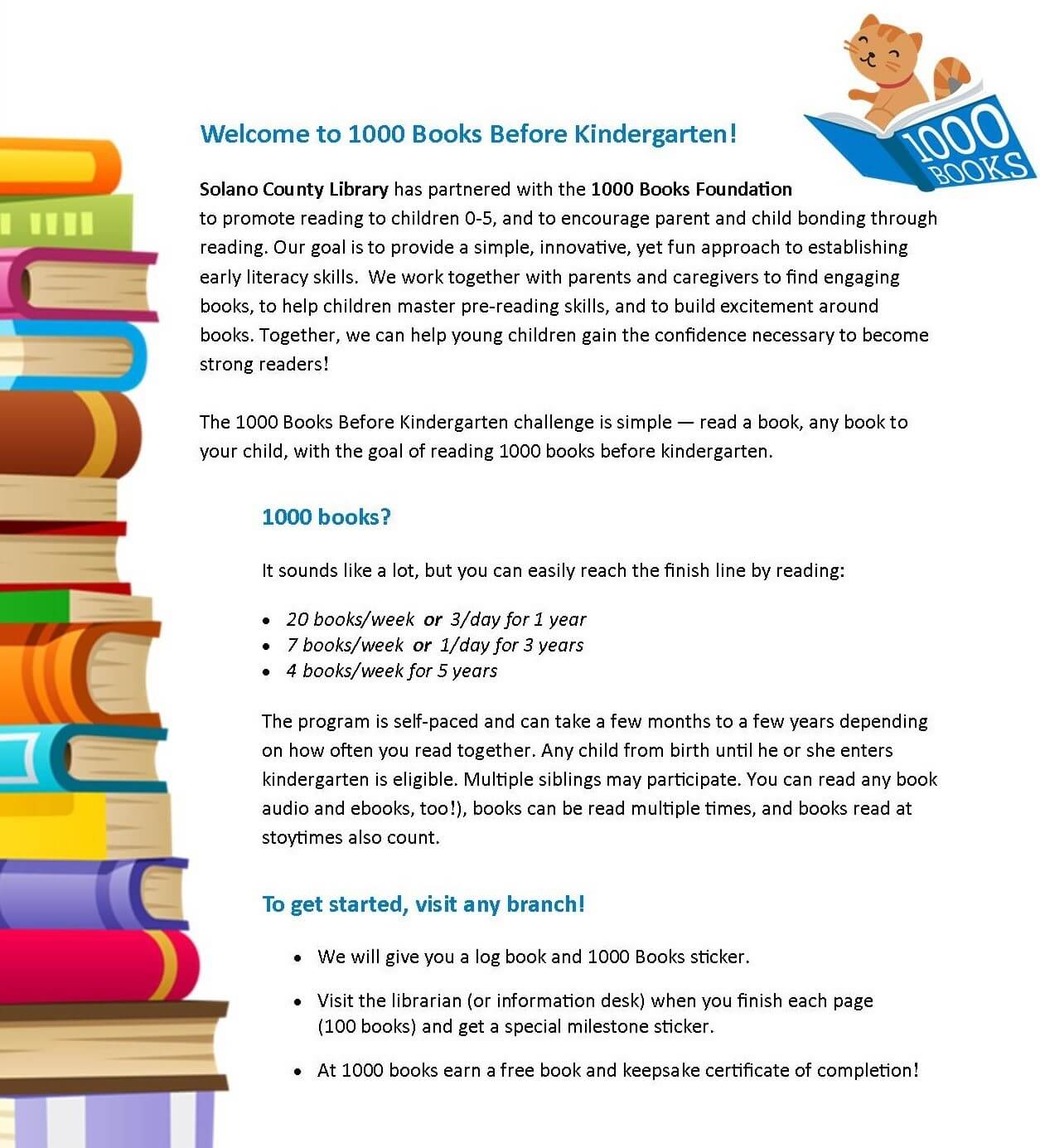1,000 books welcome letter
