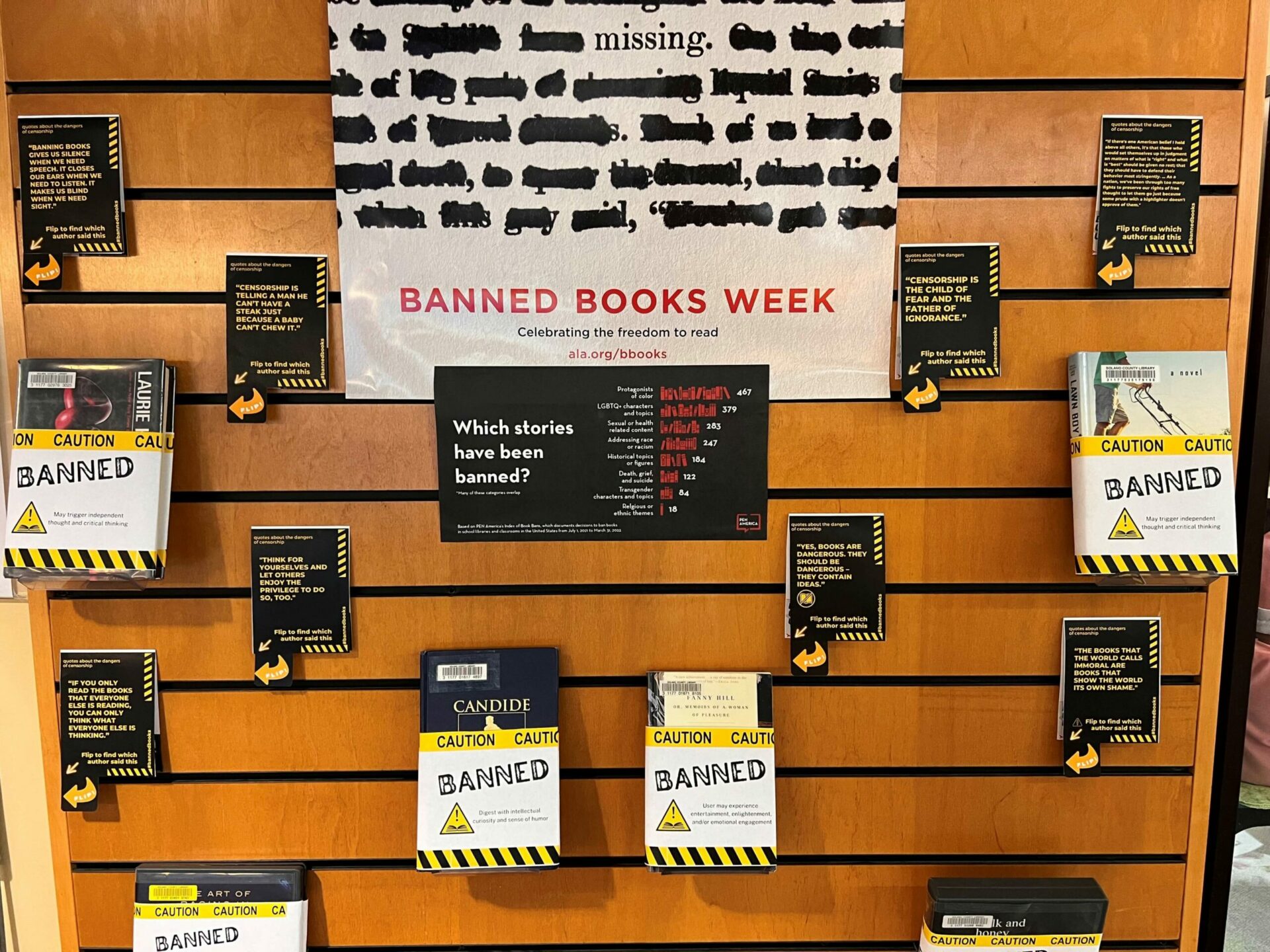 Checkout this banned books display at the Fairfield Civic Center Library!