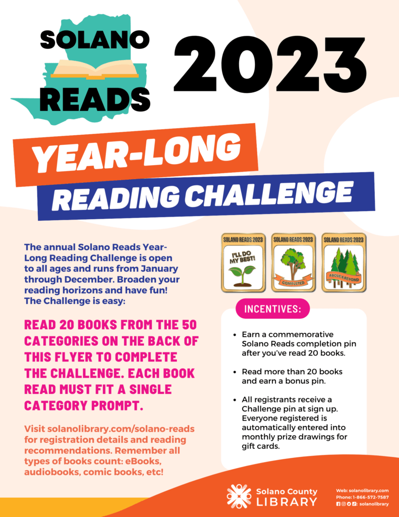 Join our 2023 Solana Reads Year-Long Reading Challenge! Open to all ages!